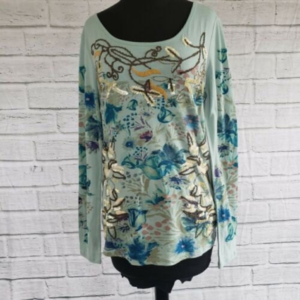 Sundance catalog Long Sleeve Embroidered Shirt Womens XS Extra Small